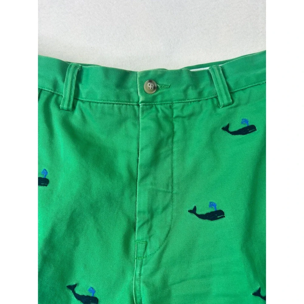 Polo Ralph Lauren Mens Green Whale Embroidered‎ Classic Fit Chino Shorts 34